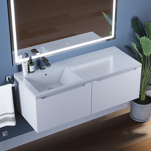 Тумба под раковину для ванной Uperwood Tanos 120 см, подвесная, левая, белый фото 3