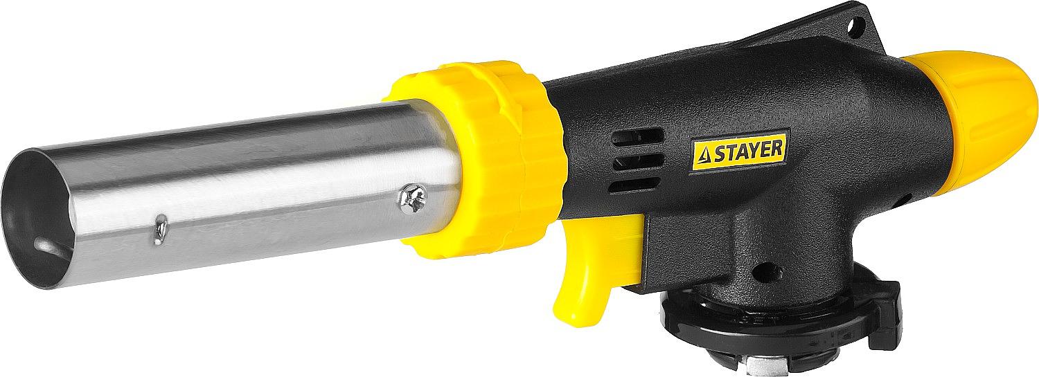 STAYER ProTerm PG 500, 1300°C, увеличенный выход пламени, газовая горелка с пьезоподжигом на баллон с цанговым соединением, Professional (55580) фото 1