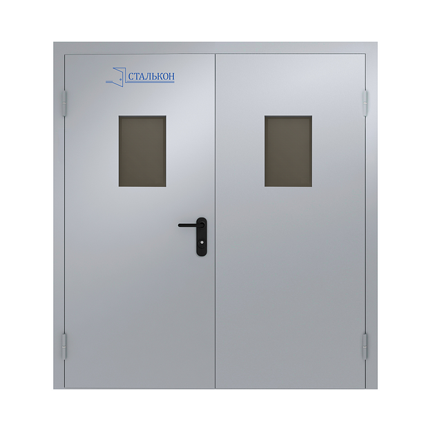 Дверь металлическая противопожарная дымогазонепроницаемая остекленная равнопольная 02 EIS-60 30х40 фото 1