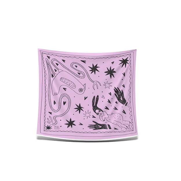 Женский платок «Заяц и Голубь» искусственный шёлк Армани 55×55 см фото 2