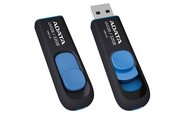 Флеш накопитель 32GB A-DATA UV128, USB 3.2, черный/синий фото 1