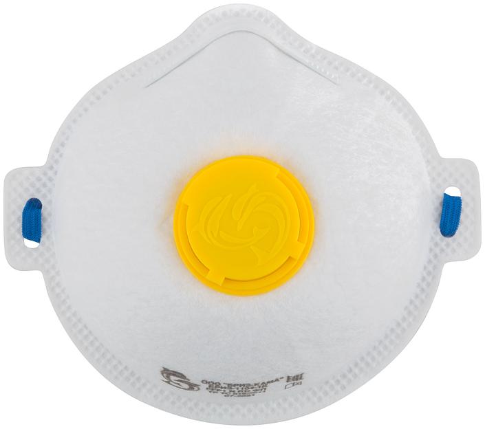 Полумаска фильтрующая, FFP1, полипропиленовая, 3-х слойная с клапаном фото 1