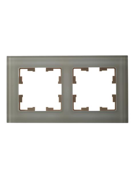 BRITE Рамка 2 поста РУ-2-2-БрВа стекло ванильный фото 2