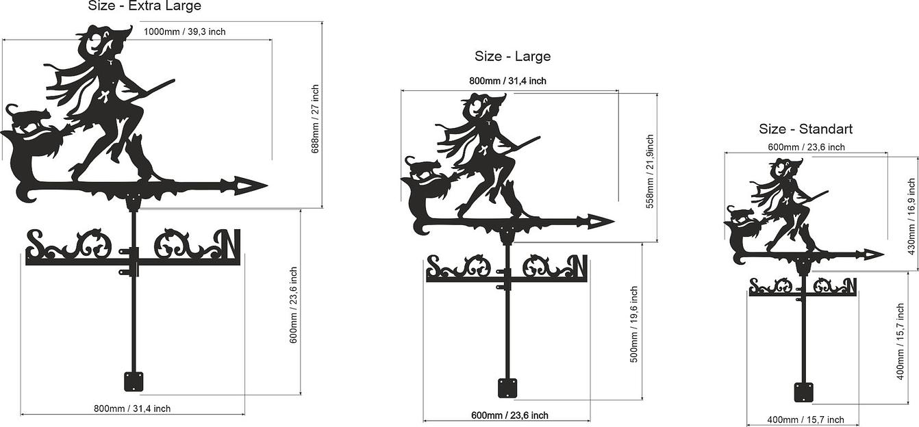Флюгер «Колдунья с кошками» ОПТ фото 3