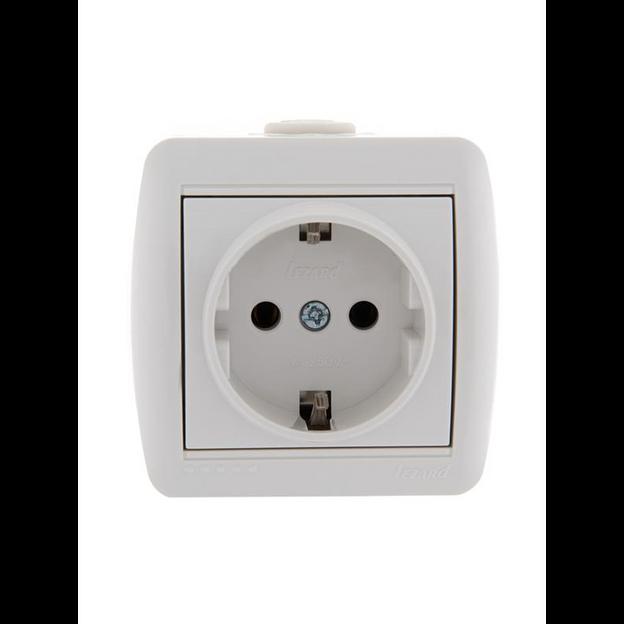 Розетка 1-м ОП Nata 16А IP20 с заземл. керамика бел. LEZARD 710-0200-122 фото 1