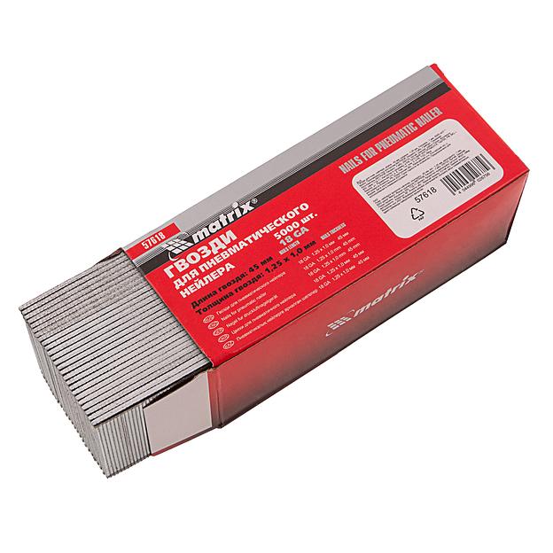 Гвозди для пнев. нейлера, длина - 45 мм, ширина - 1,25 мм, толщина - 1 мм, 5000 шт фото 2
