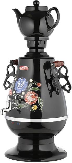Самовар Centek CT-0091 B (черн+рисунок), 4.0л, 2300Вт, поддерж.t + LED индикатор, керам заварник фото 2