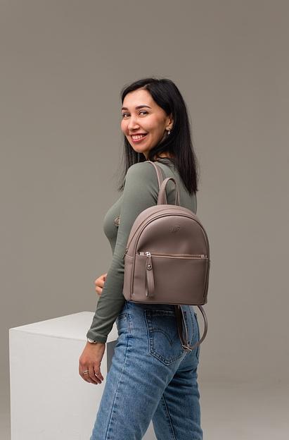 Рюкзак женский кожаный серо-бежевый опт фото 3