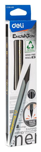 Карандаш чернографит. Deli EC018-HB Enovation HB трехгран. ластик коробка картонная (12шт) фото 9