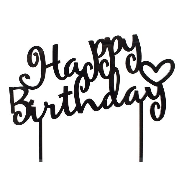 Топпер в торт Happy Birthday 09 черный фото 1