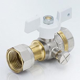 Кран для манометра 3-ходовой латунь никель Ду 15 Ру40 ВР/нак. гайка G1/2" Aquasfera фото 1