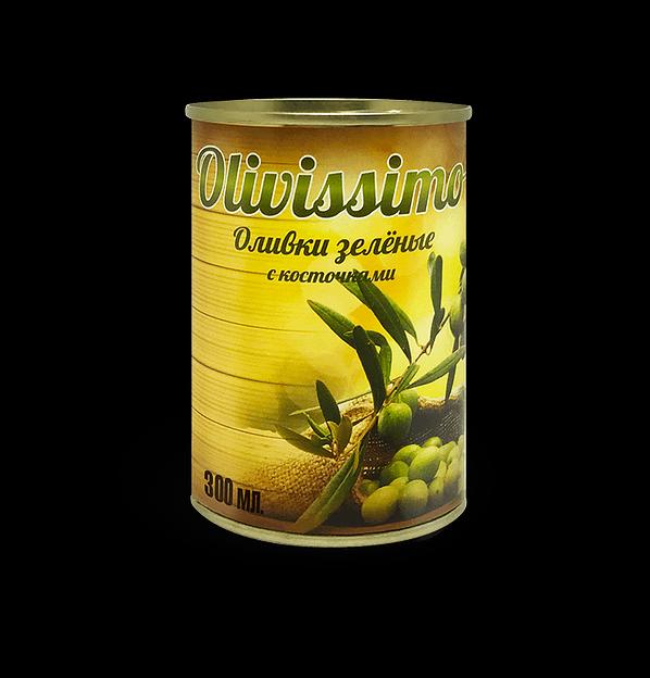 Оливки зеленые с косточкой «Olivissimo» 300 мл фото 1