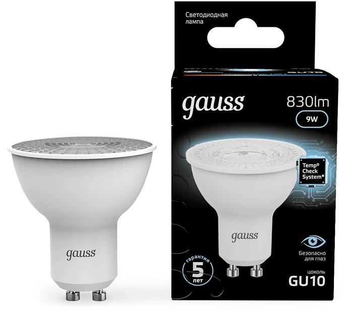 Лампа светодиодная Gauss 101506209 9Вт цок.:GU10 рефлек. 150B св.свеч.бел.нейт. MR16 (упак.:10шт) фото 1