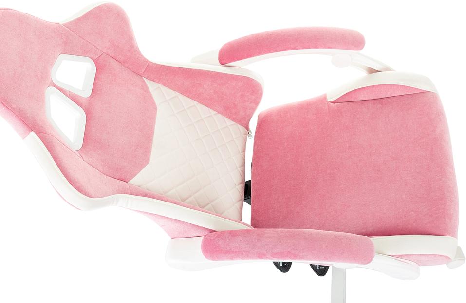 Кресло игровое Knight Kitty W розовый/молочный крестов. пластик белый фото 8