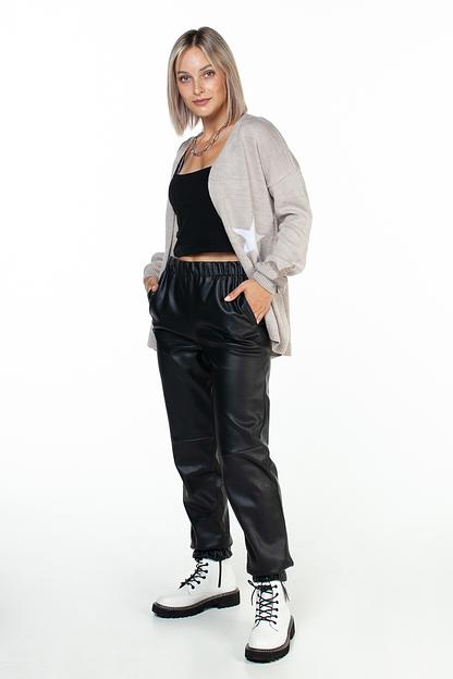 Брюки эко-кожа  104/01/Черный  фото 5