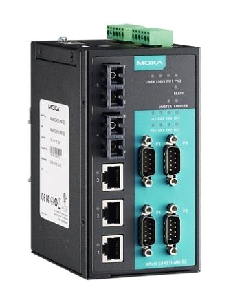 4-портовый преобразователь RS-232/422/485 в Ethernet cо встроенным Ethernet-коммутатором (2 порта 100BaseF(X) - одномод, SC) фото 1