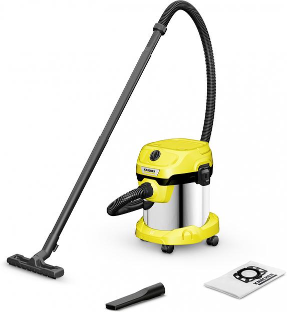 Строительный пылесос Karcher WD 2 Plus S V-15/4/18 1000Вт (уборка: сухая/сбор воды) желтый фото 1