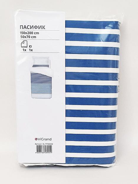 Пододеяльник 1,5 спальный, наволочка ПАСИФИК (ИКЕА ПАЦИФИК) 150x200/50x70, голубой, сатин, лиоцелл KL-77720333 фото 3