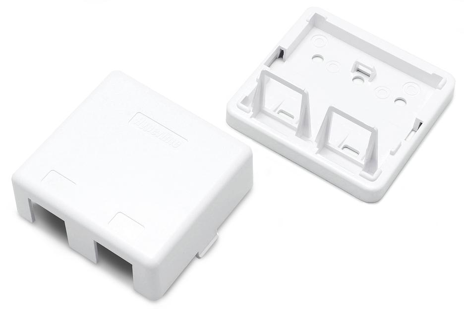 Hyperline SBB3-2-WH Корпус настенной розетки для установки 2-х вставок типа Keystone Jack, белый фото 1