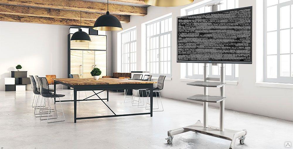 Стойка мобильная вертикальная для 55-75 дюймов белая/чёрная фото 1