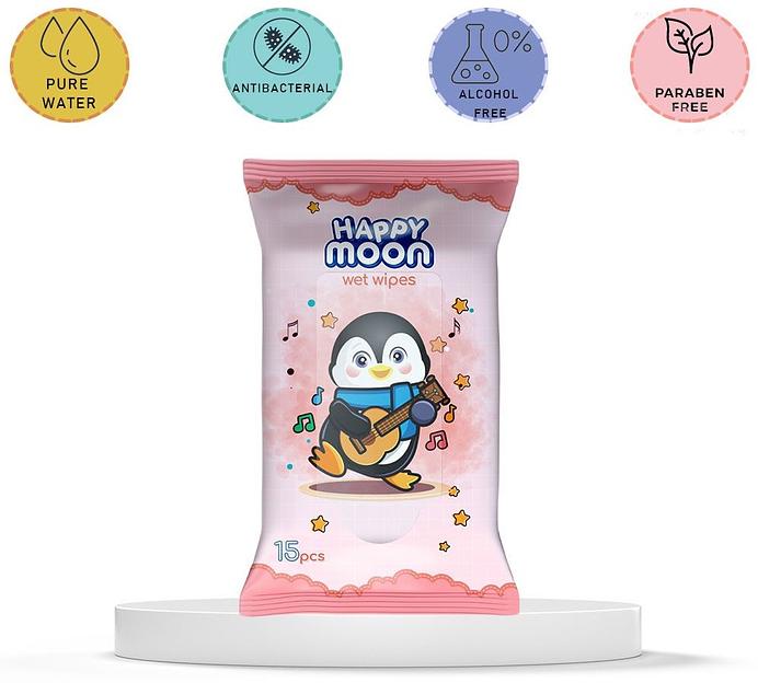 Салфетки влажные карманные «Happy Moon Penguin» 15 шт фото 3