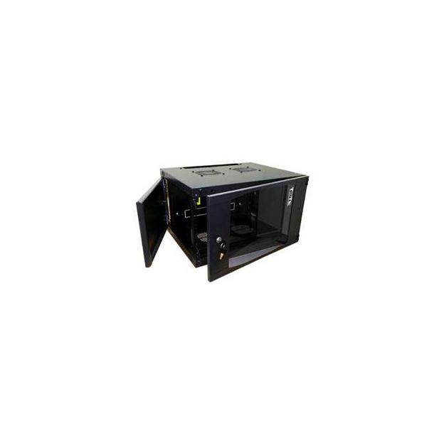Шкаф коммутационный LanMaster Next TWT-CBWNG-9U-6X4-BK настенный, стеклянная передняя дверь, 9U, 550x494x450 мм фото 1
