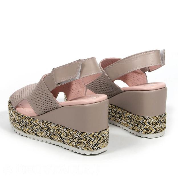 Босоножки женские из натуральной кожи на танкетке р-р.34, арт.2023-33 какао ОПТ фото 6