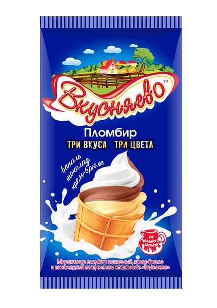 Пломбир «Вкусняево» ванильный, шоколадный, крем-брюле ОПТ фото 1