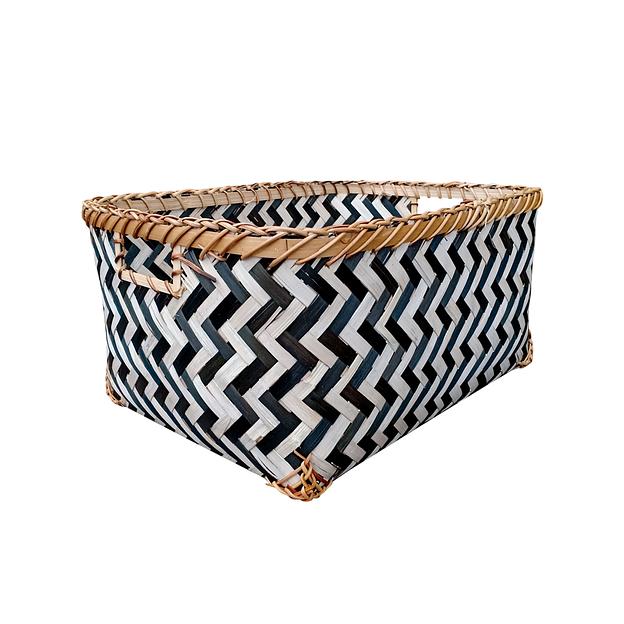 Корзина стеллажная с ручками "Зигзаг", Д350 Ш260 В150, черный, белый фото 1