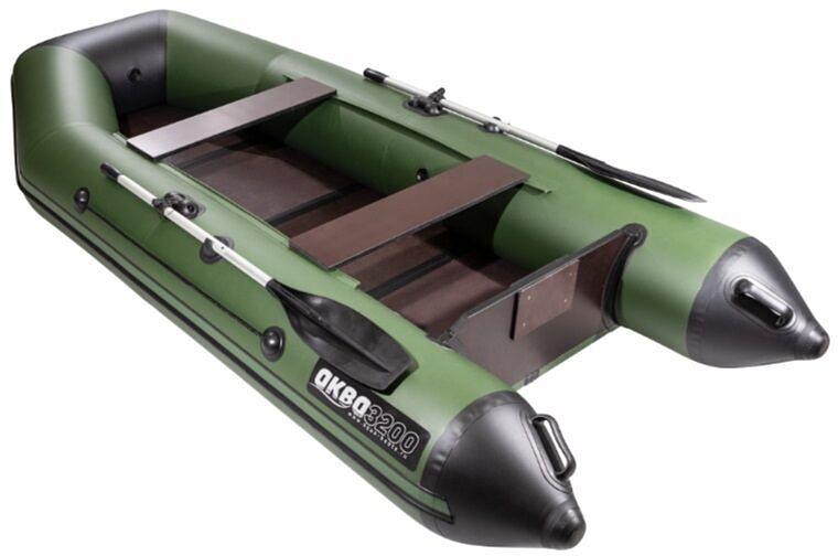 Лодка Аква 3200 слань книжка, киль, 3200*1420*400 мм., цвет: зеленый-черный фото 4