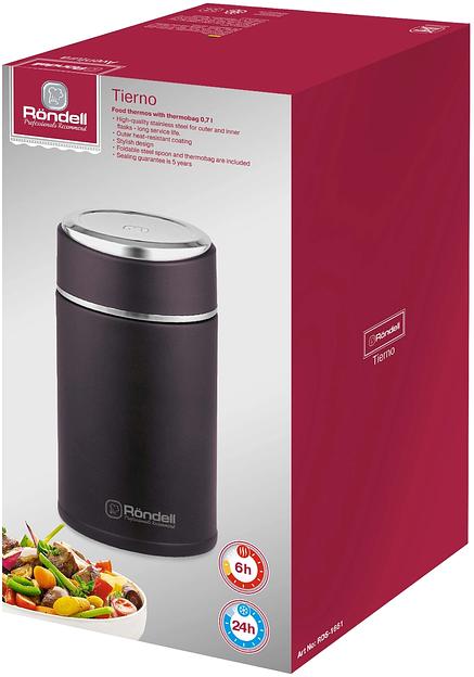 Термос для еды Rondell Tierno RDS-1661 0.7л. бордовый с чехлом картонная коробка фото 5