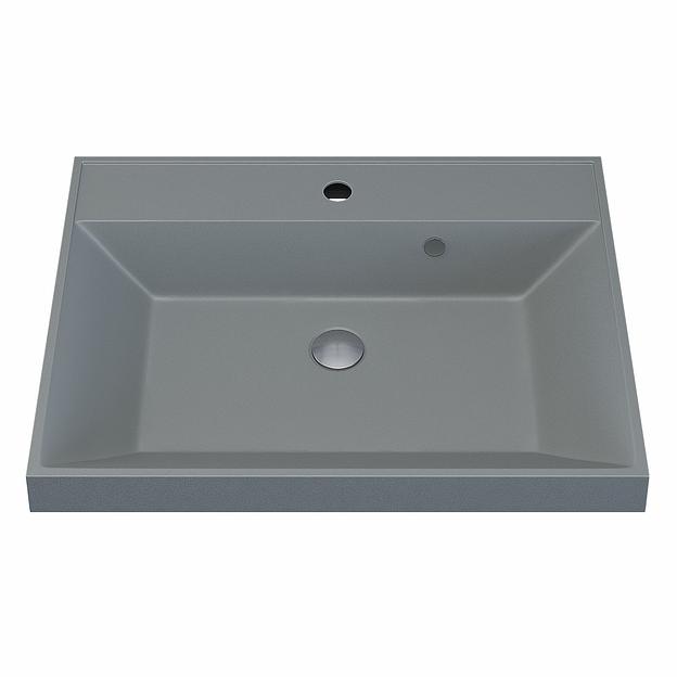 Раковина кварцевая для ванной комнаты Uperwood Classic Quartz 60 см, серая матовая, платина фото 5