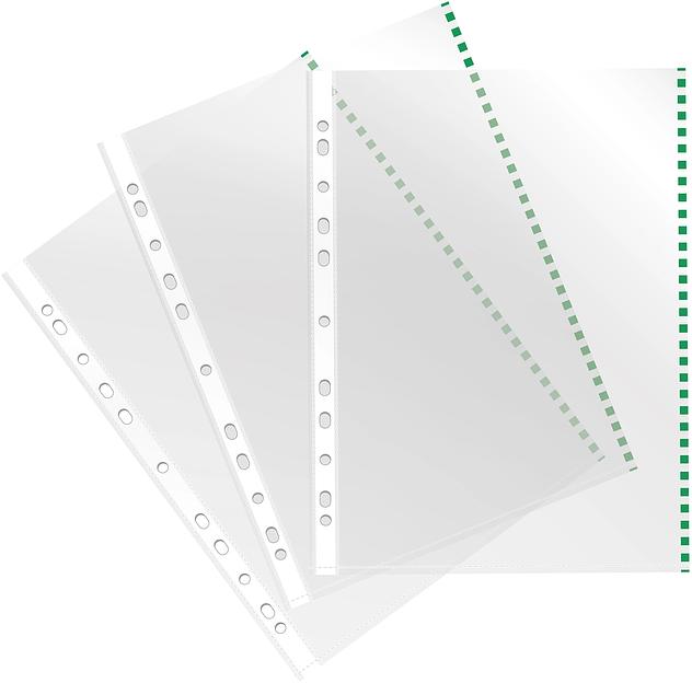 Папка-вкладыш Silwerhof Daily SD-EDGE/GRN глянцевые A4+ полипропилен 30мкм зеленый край (упак.:50шт) фото 1