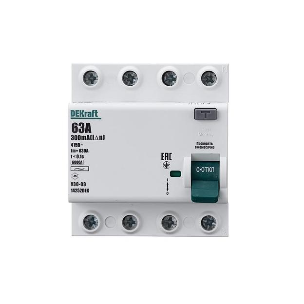 ВДТ 4P 63А 300мА тип AC 6кА УЗО-03 фото 2