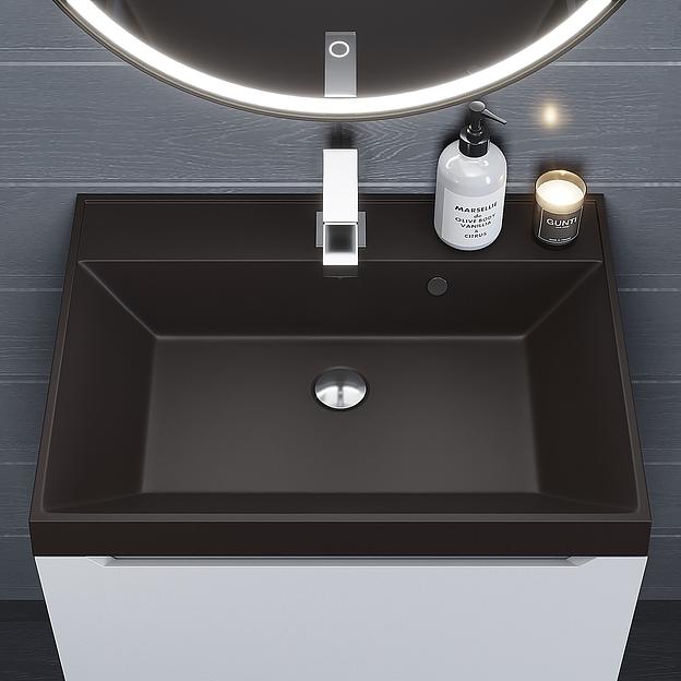 Раковина кварцевая для ванной комнаты Uperwood Classic Quartz 60 см, коричневая матовая, трюфель фото 3