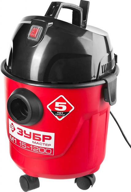 Строительный пылесос Зубр ПУ-15-1200 М1 1200Вт (уборка: сухая/влажная) красный фото 2