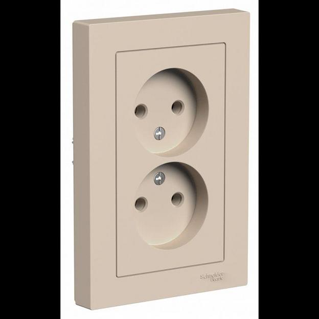 Розетка 2-м. AtlasDesign 16А без заземл. в сборе песочн. SE ATN001220 фото 1