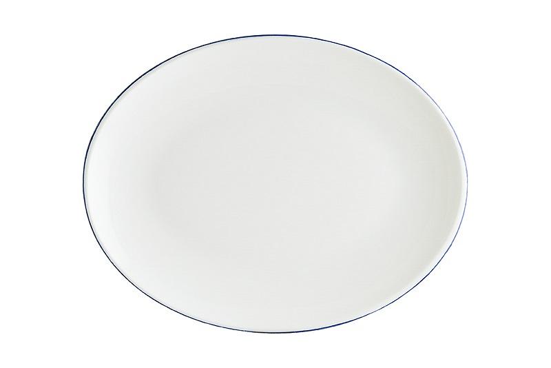 Блюдо овальное 250*190 мм. Ретро синий край, форма Мув /1/12/ фото 1