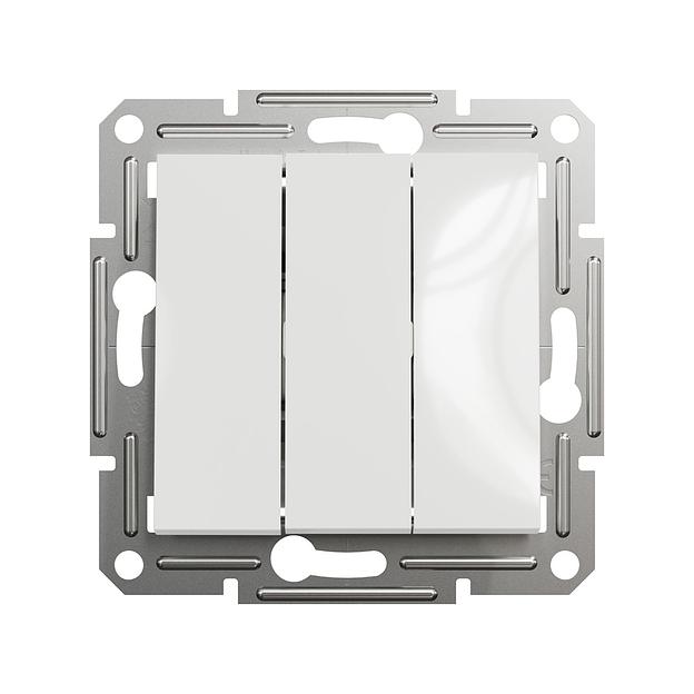 Выключатель трехклавишный SE EPH2170121 Asfora 10AX механизм винт. клеммы белый фото 2