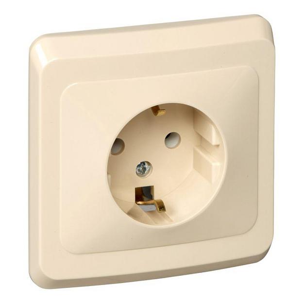Systeme electric PC16-003K ЭТЮД С/У РОЗЕТКА с заземлением без шторок 16А 250B, КРЕМОВЫЙ, Россия фото 1