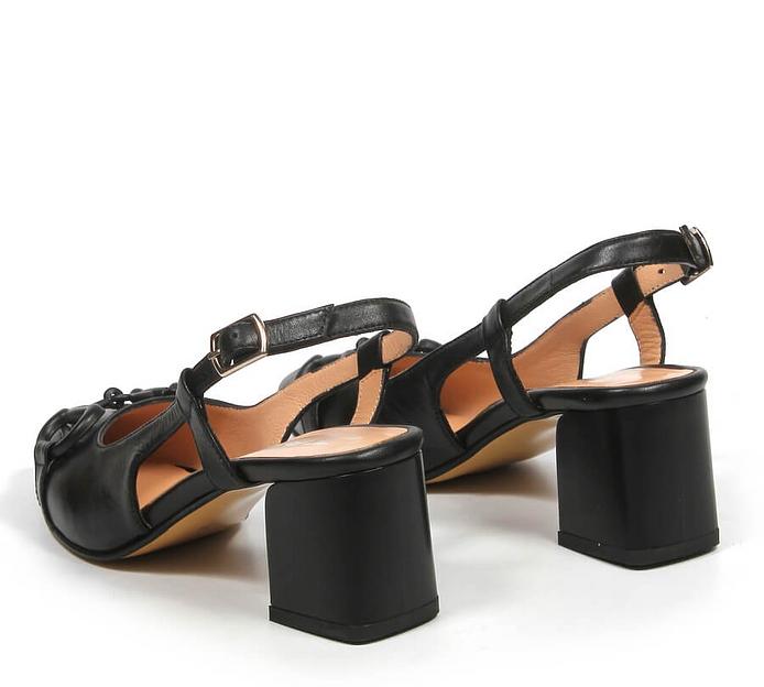 Босоножки женские из натуральной кожи на каблуке, арт.2023-36 чёрный ОПТ фото 6