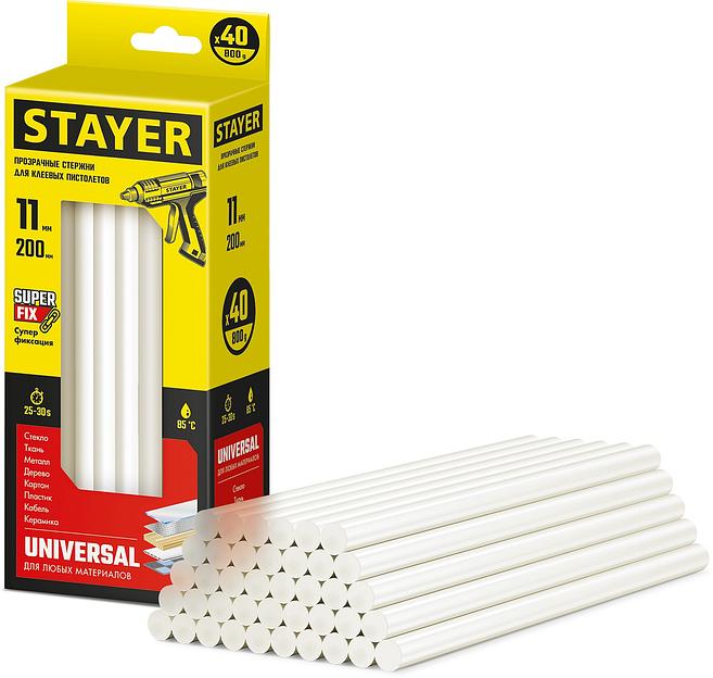STAYER Universal, 11 х 200 мм, 40 шт, универсальные клеевые стержни, Professional (2-06821-T-S40) фото 1