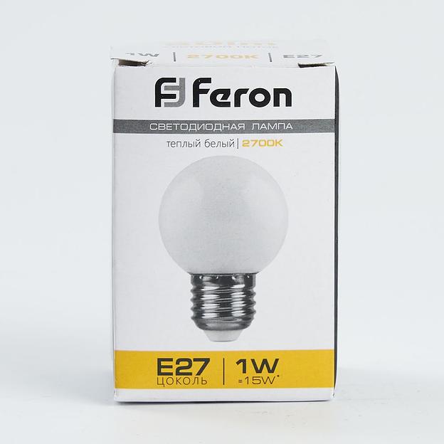 Лампа светодиодная LED 1вт Е27 белый 2700К (шар) фото 4