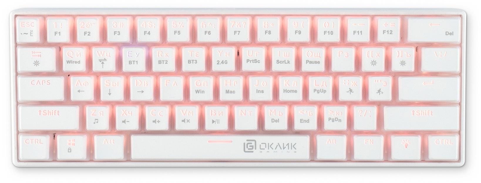 Клавиатура Оклик K763W механическая белый USB беспроводная BT/Radio Multimedia for gamer LED (1920562) фото 10
