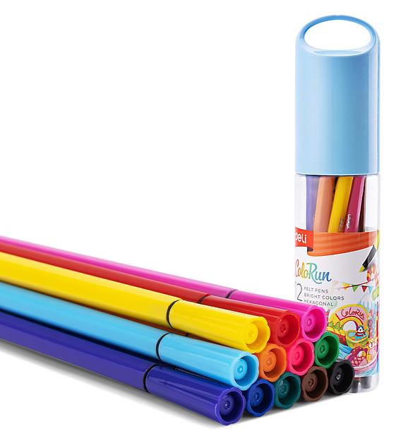 Фломастеры Deli EC156-12 12цв. пластиковая туба фото 1