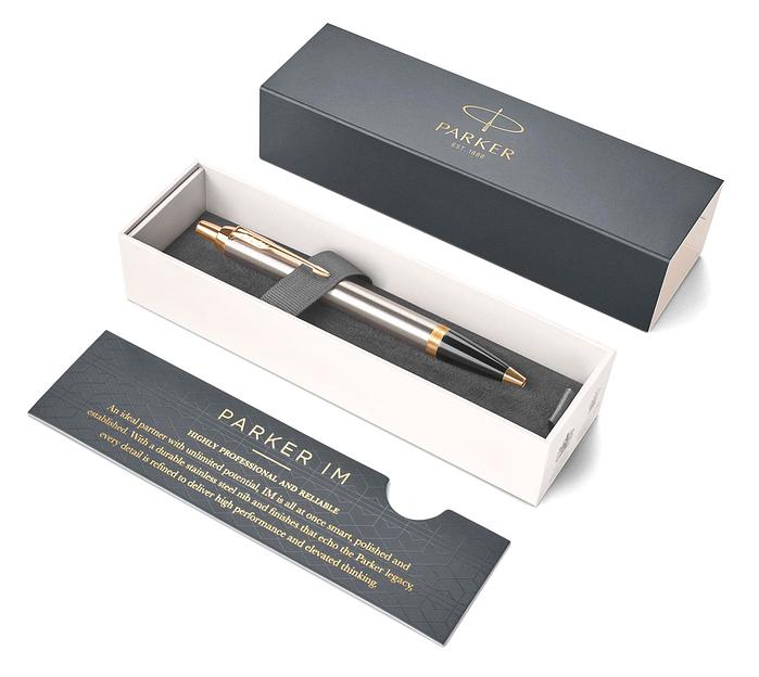 Ручка шариков. Parker IM Core K321 (CW1931670) Brushed Metal GT M син. черн. подар.кор. фото 4
