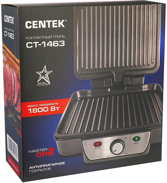 Гриль контактный Centek CT-1463 1800 Вт, 2 жаровни 280х230 мм, антипригар, нагрев 240 гр, нерж отдел фото 4