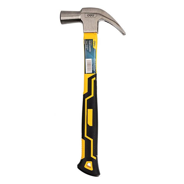 Ударно-рычажный инструмент Deli Молоток-гвоздодер Deli DL5027Y 500 гр Фиберглассовая рукоять. фото 1