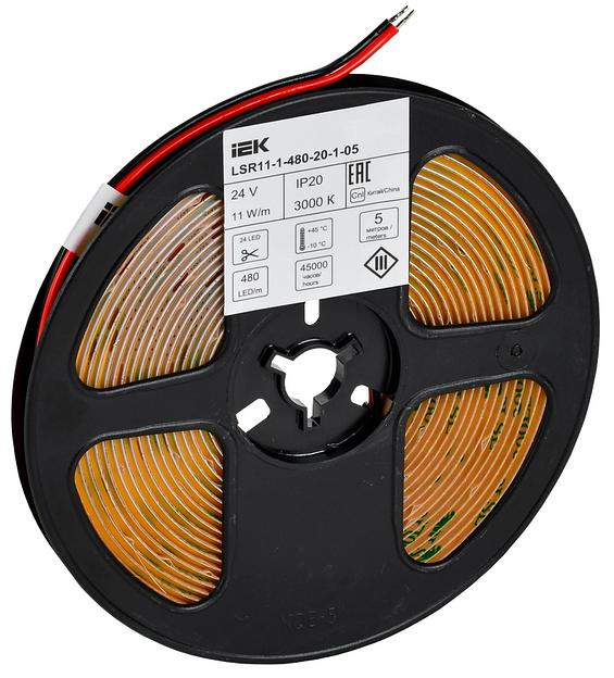 Лента LED 5м COB-480LED 11Вт/м IP20 8мм 24В 3000К IEK фото 2