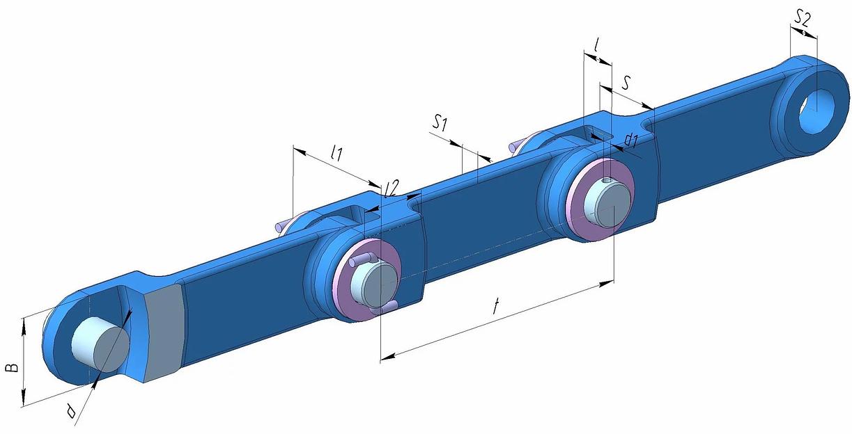 Цепь тяговая вильчатая Р1-200 разборная с фиксацией пальца проволочным шплинтом по ГОСТ 12996-90 фото 1